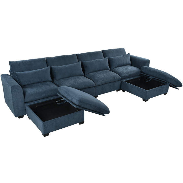 Buy farmhouse furniture Bluebell Cottage • Blue U-shaped American Farmhouse Style Sofa Couch Sectional Daybed - Modern Cottage Farmhouse Furniture