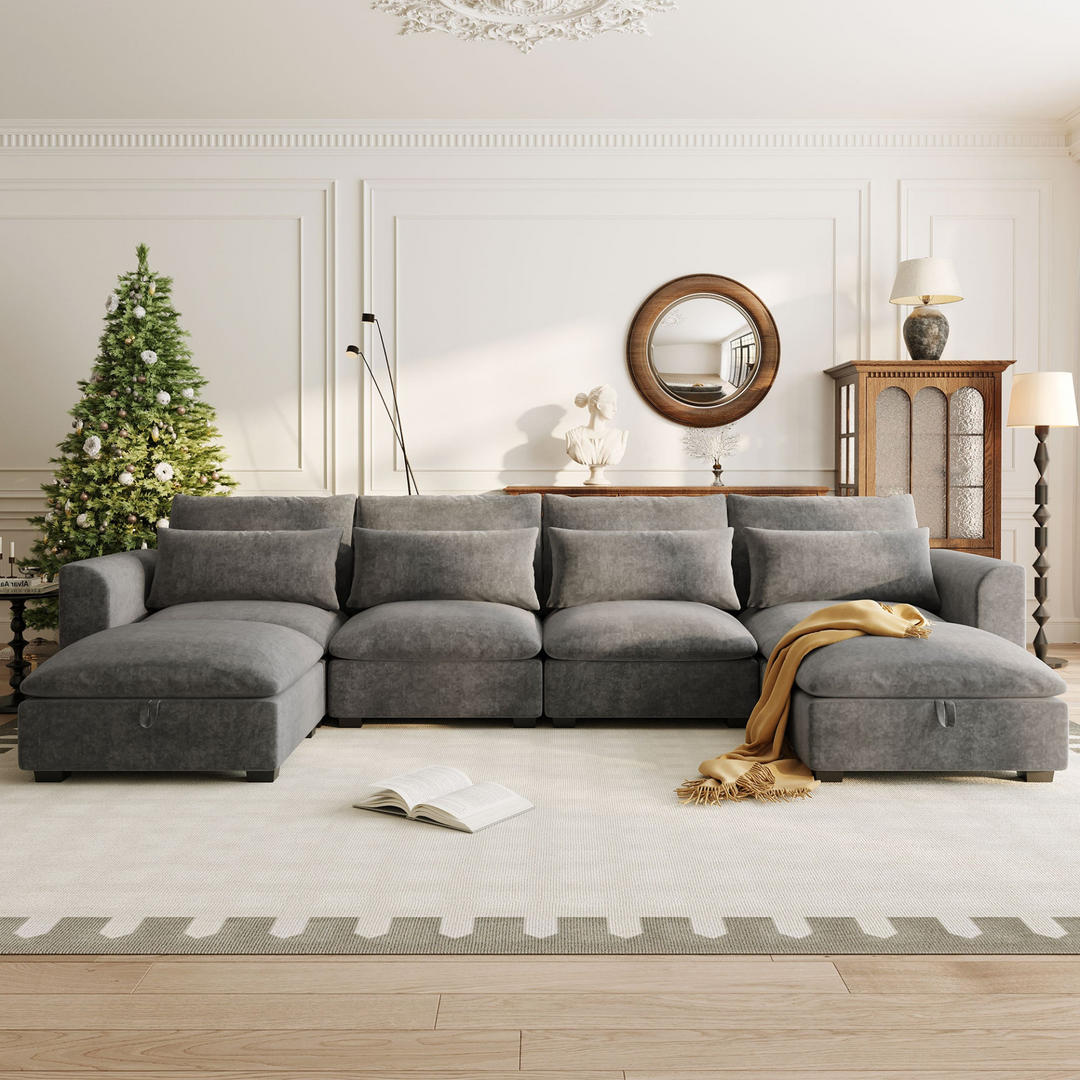Buy farmhouse furniture Bluebell Cottage • Blue U-shaped American Farmhouse Style Sofa Couch Sectional Daybed - Modern Cottage Farmhouse Furniture