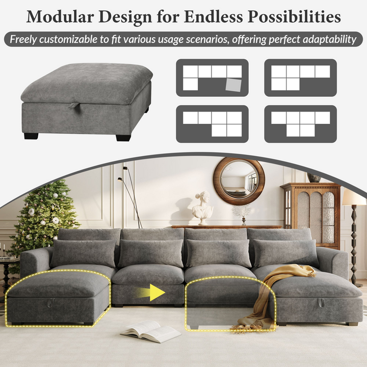 Buy farmhouse furniture Bluebell Cottage • Blue U-shaped American Farmhouse Style Sofa Couch Sectional Daybed - Modern Cottage Farmhouse Furniture