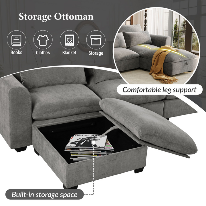 Buy farmhouse furniture Bluebell Cottage • Blue U-shaped American Farmhouse Style Sofa Couch Sectional Daybed - Modern Cottage Farmhouse Furniture