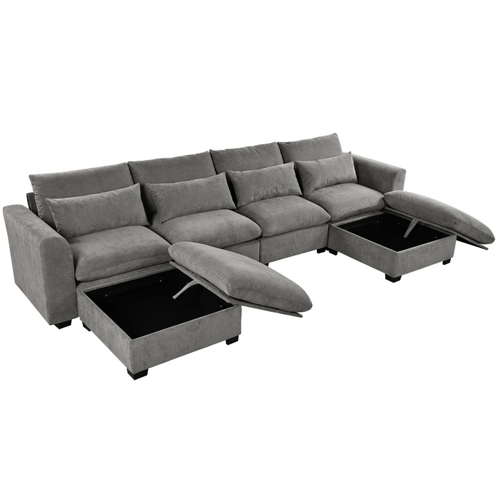 Buy farmhouse furniture Bluebell Cottage • Blue U-shaped American Farmhouse Style Sofa Couch Sectional Daybed - Modern Cottage Farmhouse Furniture