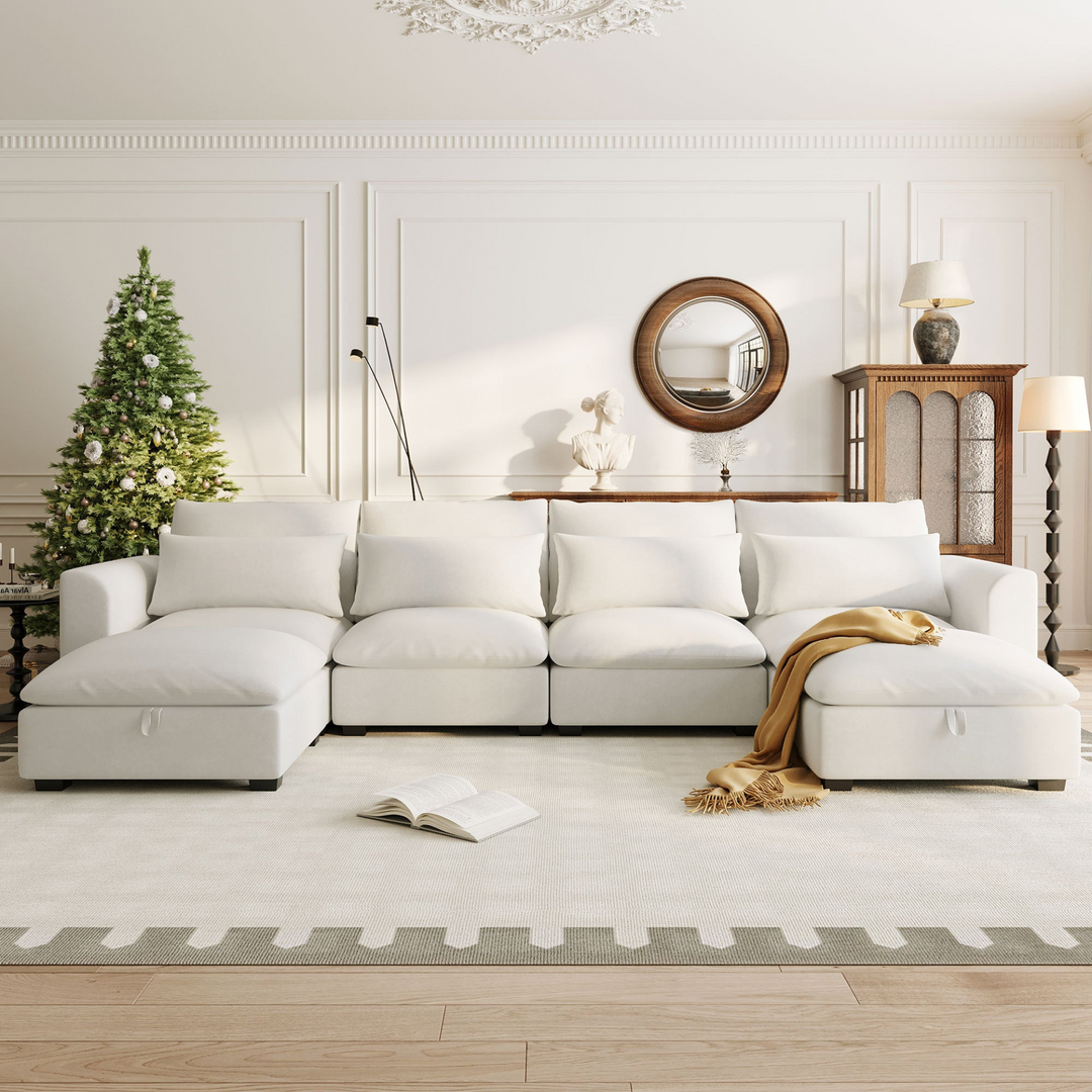 Buy farmhouse furniture Bluebell Cottage • Blue U-shaped American Farmhouse Style Sofa Couch Sectional Daybed - Modern Cottage Farmhouse Furniture