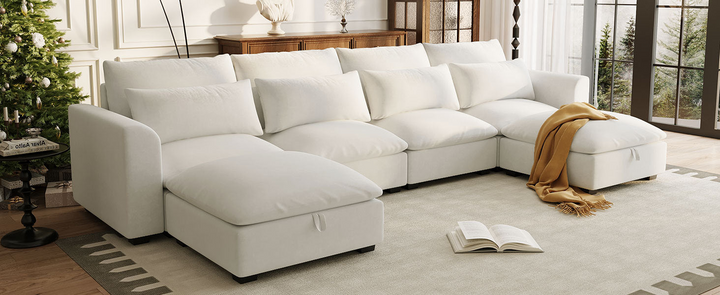 Buy farmhouse furniture Bluebell Cottage • Blue U-shaped American Farmhouse Style Sofa Couch Sectional Daybed - Modern Cottage Farmhouse Furniture