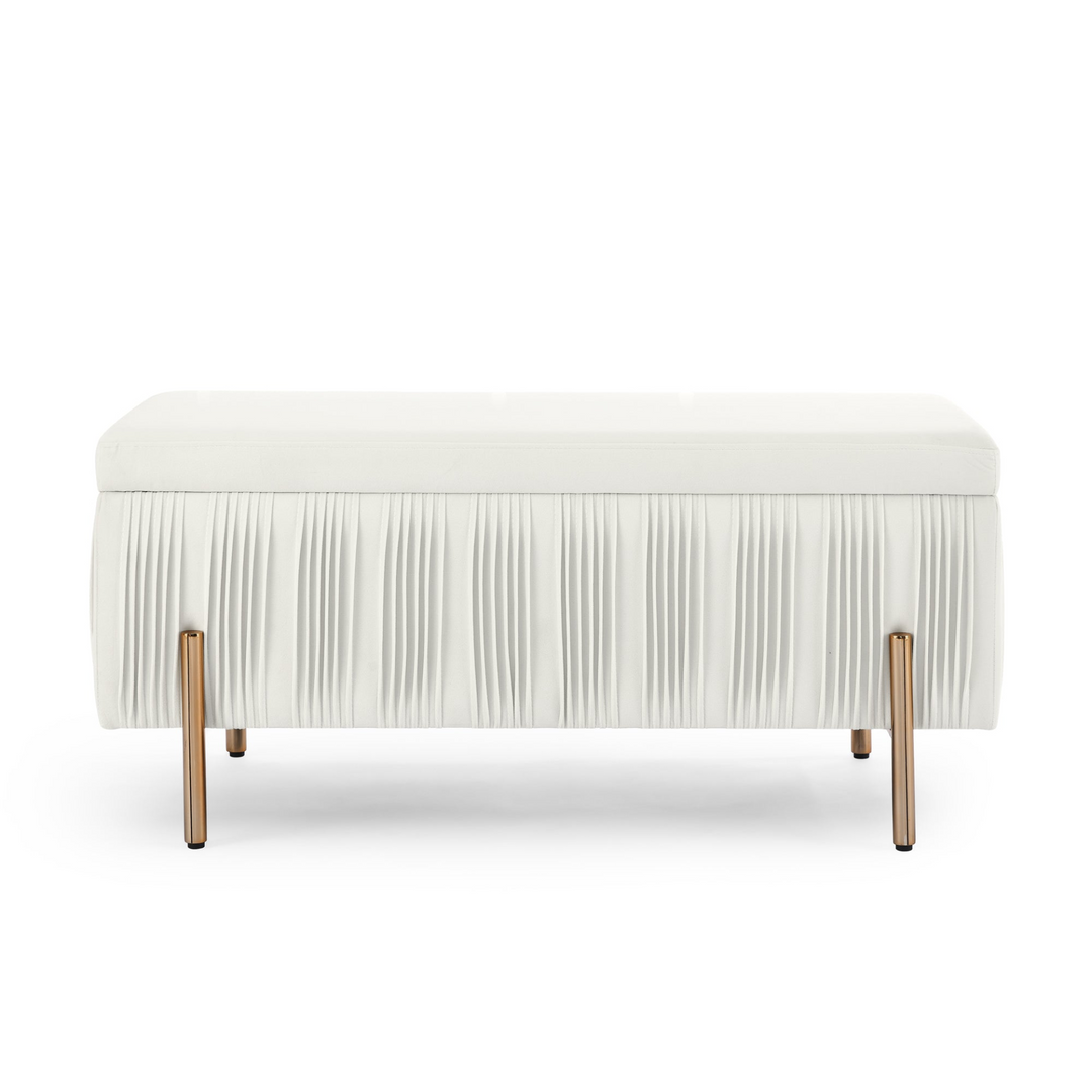 Buy farmhouse furniture Elegant Boho Upholstered Velvet Storage Bench Ottoman with Cedar Wood Veneer - Modern Cottage Farmhouse Furniture