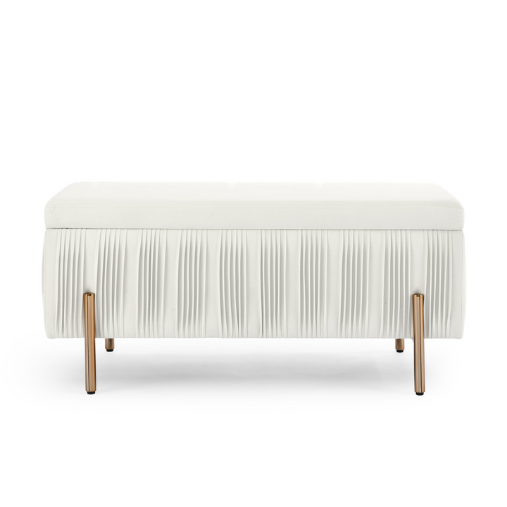 Buy farmhouse furniture Elegant Boho Upholstered Velvet Storage Bench Ottoman with Cedar Wood Veneer - Modern Cottage Farmhouse Furniture