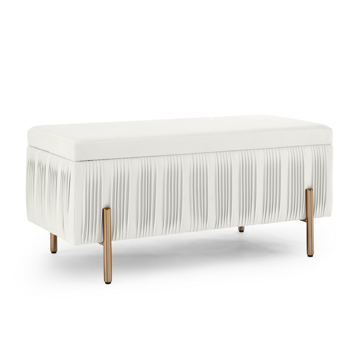 Buy farmhouse furniture Elegant Boho Upholstered Velvet Storage Bench Ottoman with Cedar Wood Veneer - Modern Cottage Farmhouse Furniture