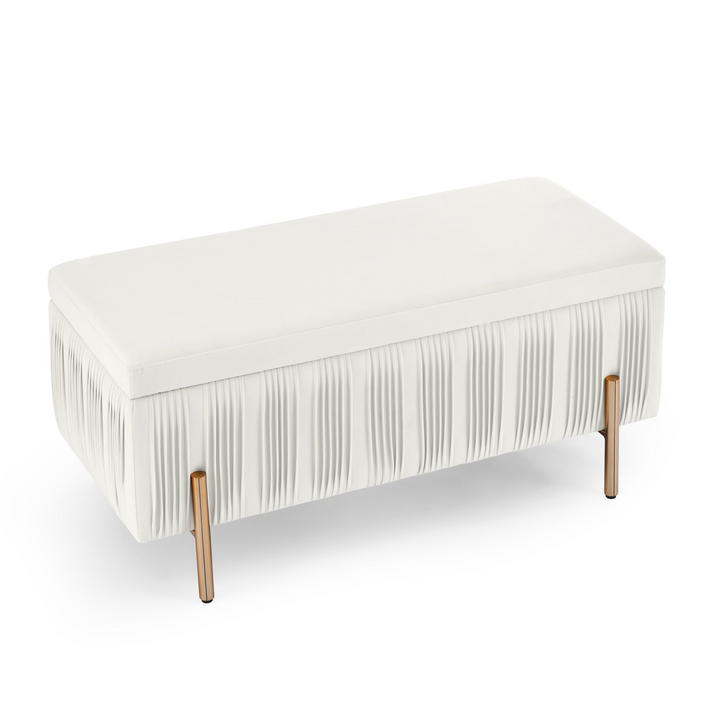 Buy farmhouse furniture Elegant Boho Upholstered Velvet Storage Bench Ottoman with Cedar Wood Veneer - Modern Cottage Farmhouse Furniture