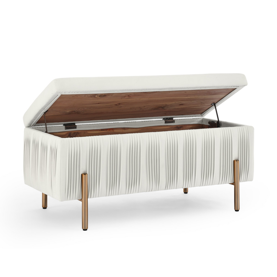 Buy farmhouse furniture Elegant Boho Upholstered Velvet Storage Bench Ottoman with Cedar Wood Veneer - Modern Cottage Farmhouse Furniture