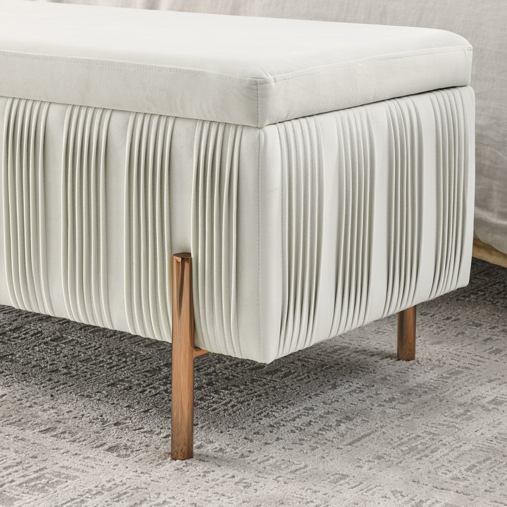 Buy farmhouse furniture Elegant Boho Upholstered Velvet Storage Bench Ottoman with Cedar Wood Veneer - Modern Cottage Farmhouse Furniture