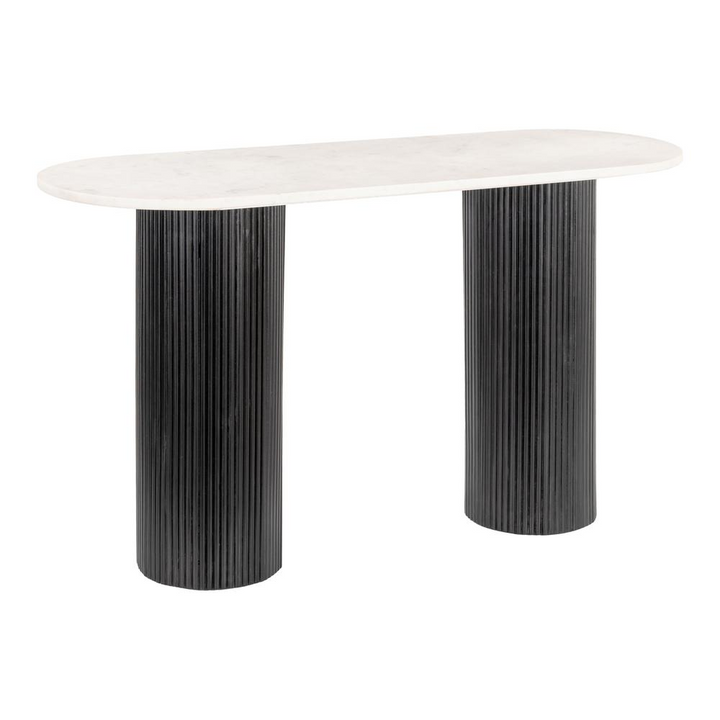 Buy farmhouse furniture Izola Foyer Farmhouse Console Table White &amp; Black - Modern Cottage Farmhouse Furniture