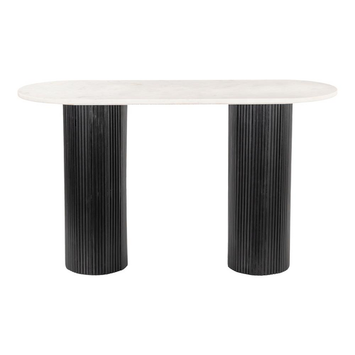 Buy farmhouse furniture Izola Foyer Farmhouse Console Table White &amp; Black - Modern Cottage Farmhouse Furniture