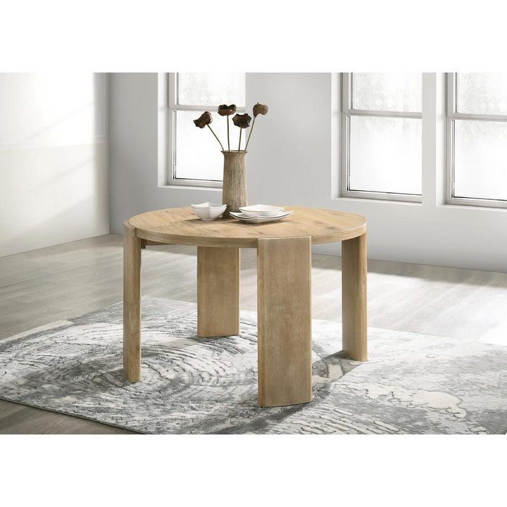 Buy farmhouse furniture Bowen Oak Finish 47" Round Dining Table - Modern Cottage Farmhouse Furniture