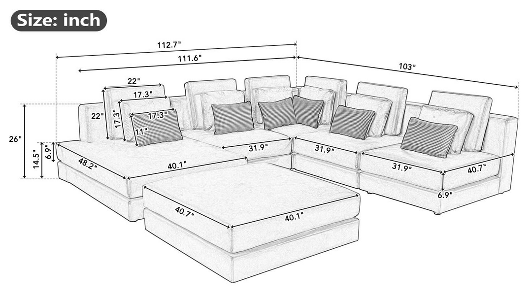 Buy farmhouse furniture Birch Willows | Large Modern Farmhouse Modular Luxury Sectional Sofa - Modern Cottage Farmhouse Furniture