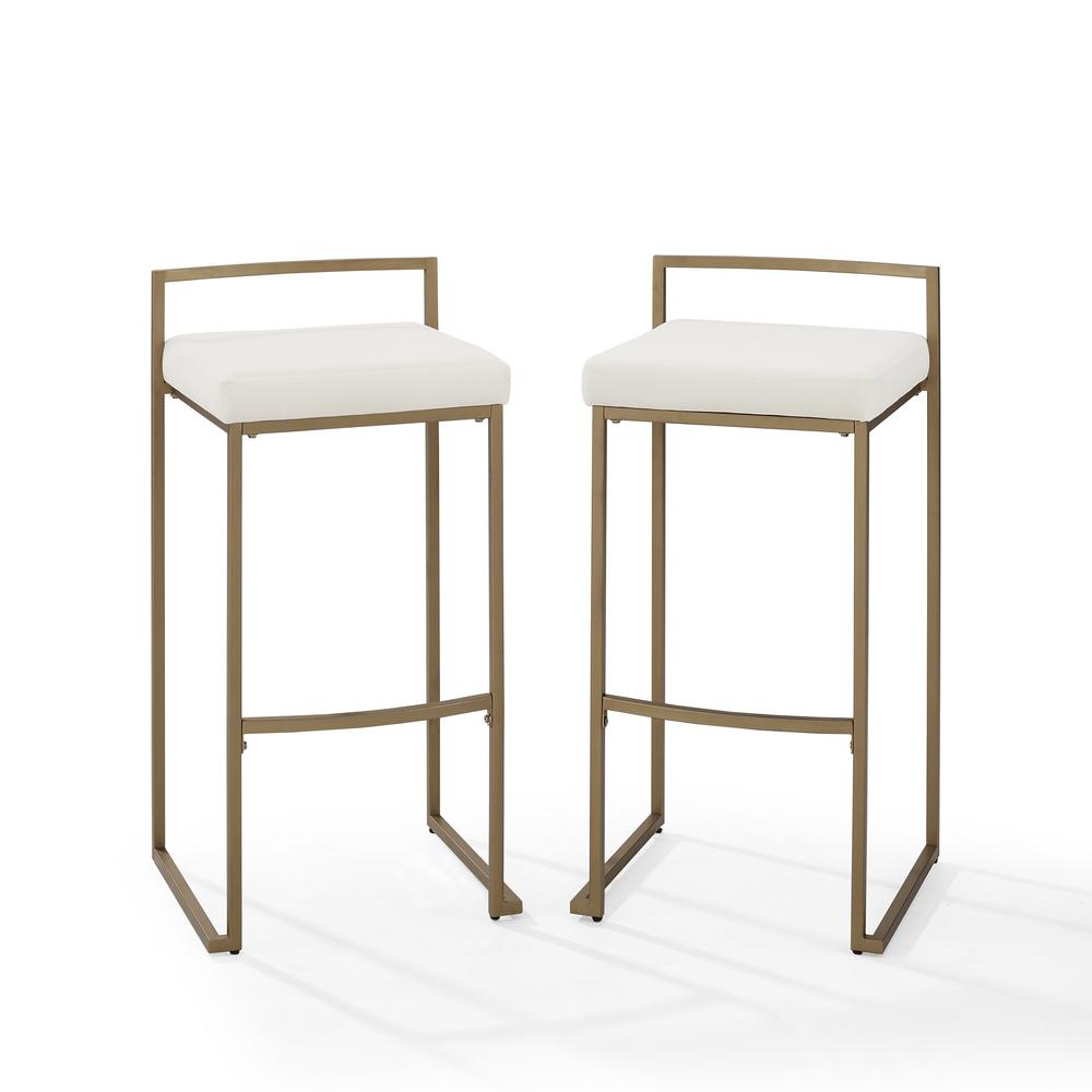 Buy farmhouse furniture The Portofino White Tuscan Leather &amp; Gold Bar Stools – Set of 2 - Modern Cottage Farmhouse Furniture