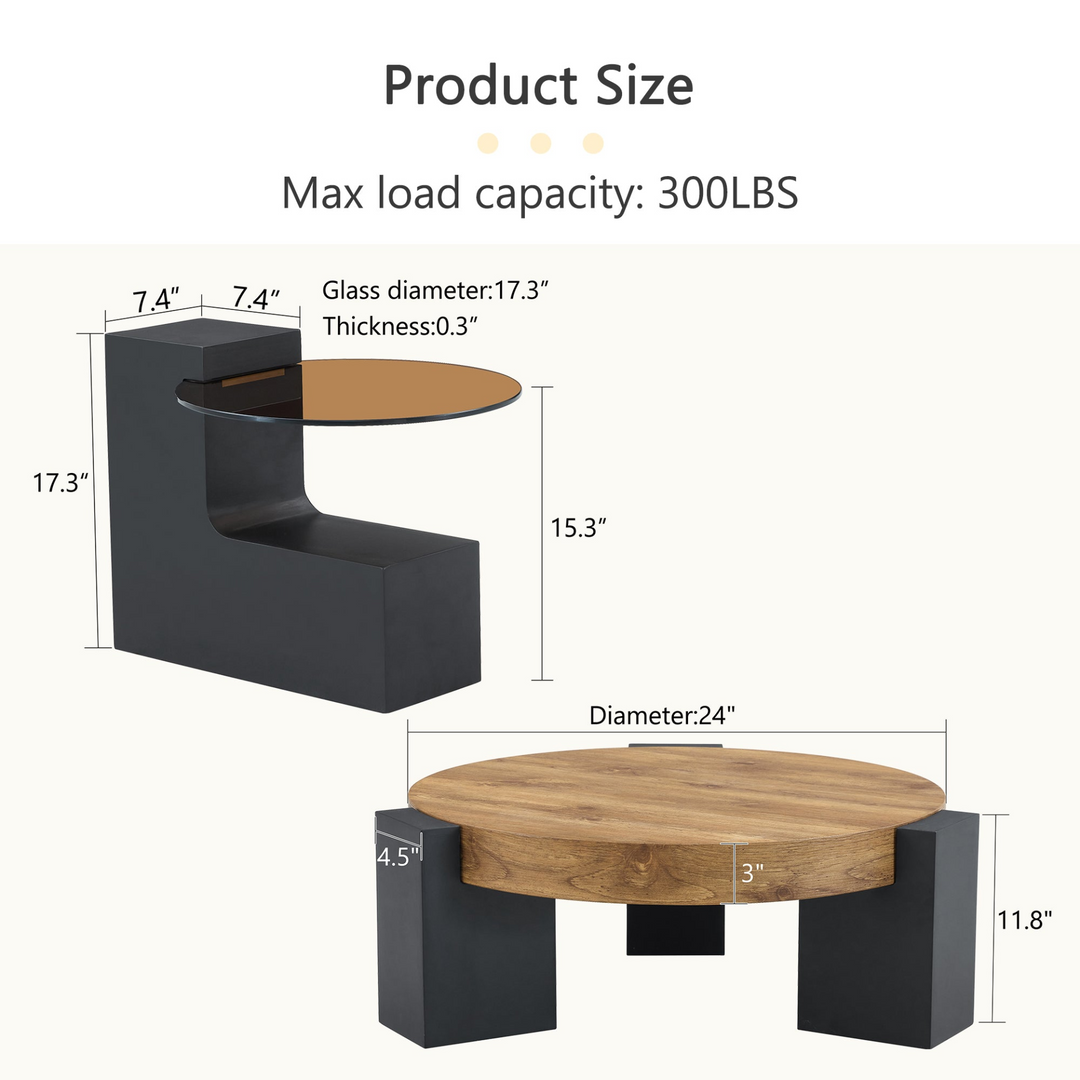 Buy farmhouse furniture Black Modern Cottage Farmhouse Double-Layer Round Coffee Table - Modern Cottage Farmhouse Furniture