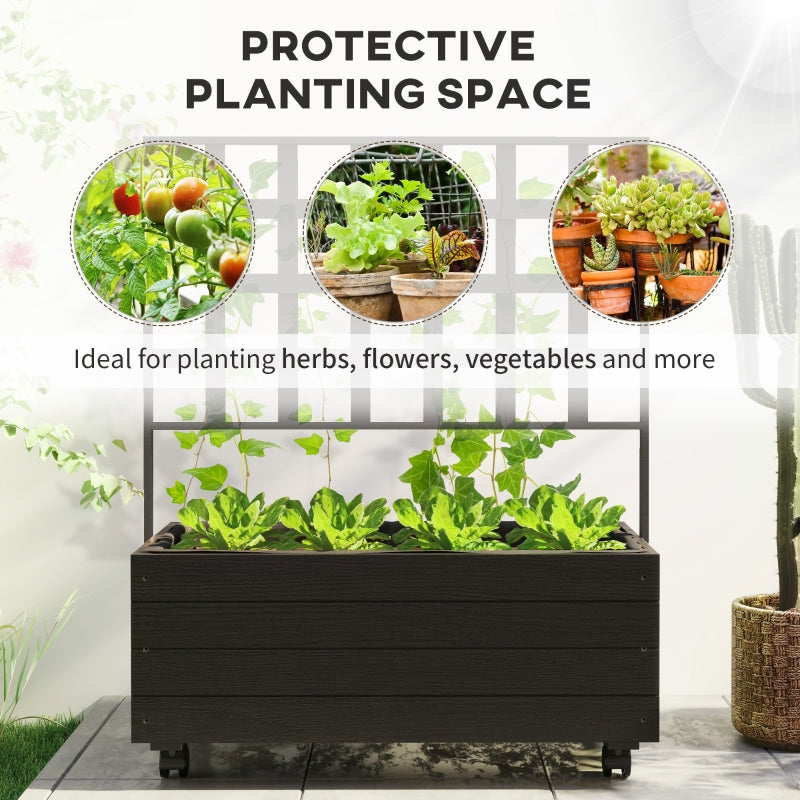 Buy farmhouse furniture Raised Garden Bed with Trellis &amp; Wheels | Elevated Wooden Outdoor Planter | 34.6" x 41.3" - Modern Cottage Farmhouse Furniture