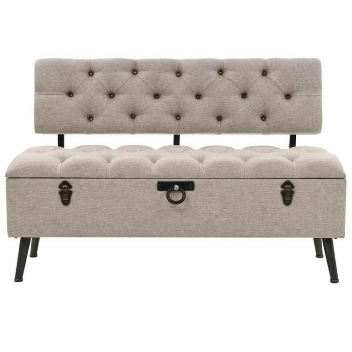 Buy farmhouse furniture Storage Bench Cream Engineered wood 43.3 inches Storage Bench - Modern Cottage Farmhouse Furniture