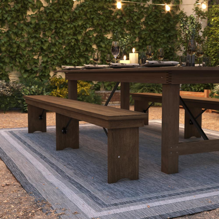 Buy farmhouse furniture La Amor Mediterranean Farmhouse Style Folding Dining Bench - Modern Cottage Farmhouse Furniture