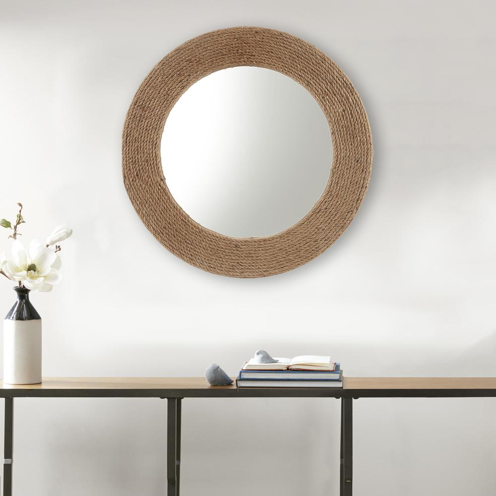 Buy farmhouse furniture Natural Jute Rope Round Wall Mirror 26" - Modern Cottage Farmhouse Furniture