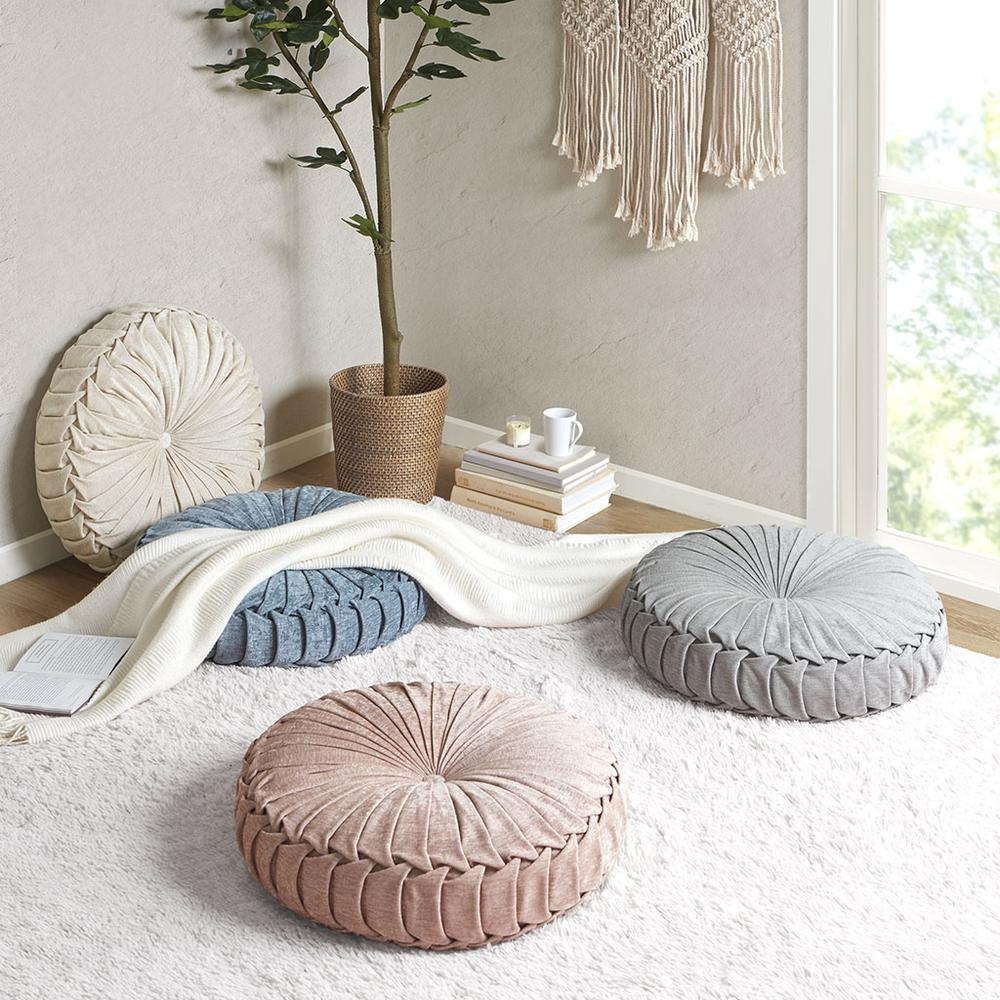 Buy farmhouse furniture Poly Chenille Round Floor Pillow Cushion - Modern Cottage Farmhouse Furniture