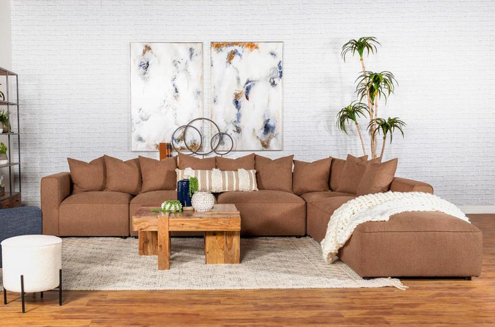 Buy farmhouse furniture Terrano Terracotta Contemporary Modular 6-piece Upholstered Modular Sofa Sectional - Modern Cottage Farmhouse Furniture