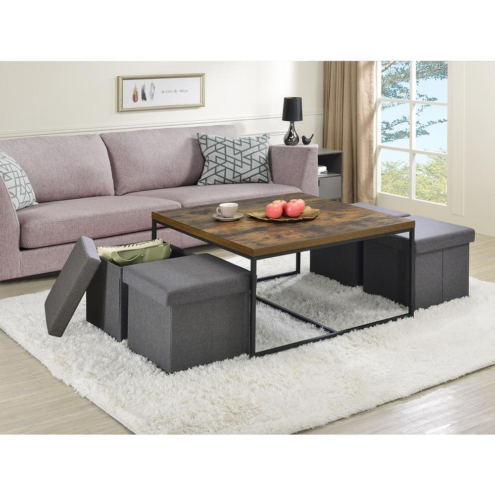 Buy farmhouse furniture Caitlin Weathered Oak Wood Grain 5 Piece Coffee Table Set - Modern Cottage Farmhouse Furniture