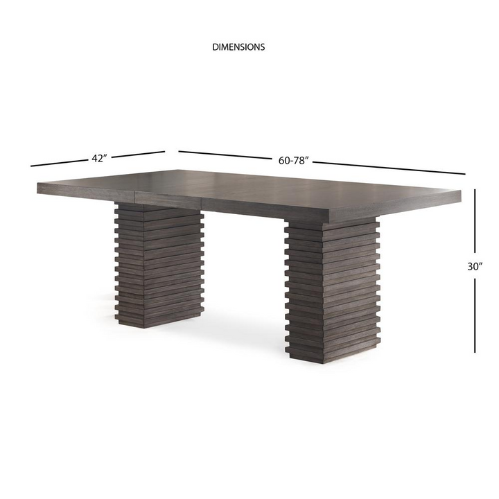 Buy farmhouse furniture Mila Dining Table - Modern Trestle Base, Washed Grey Finish, Extendable to 78" with 18" Leaf - Modern Cottage Farmhouse Furniture