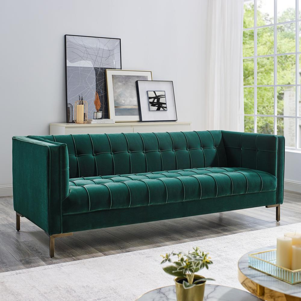 Buy farmhouse furniture La Riviera Mediterranean Luxe Velvet Sofa - Modern Cottage Farmhouse Furniture