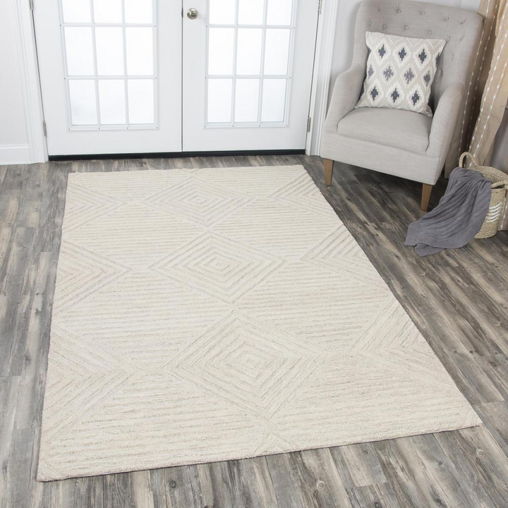 Buy farmhouse furniture Hand Tufted Cut &amp; Loop Pile Wool Rug, 9&