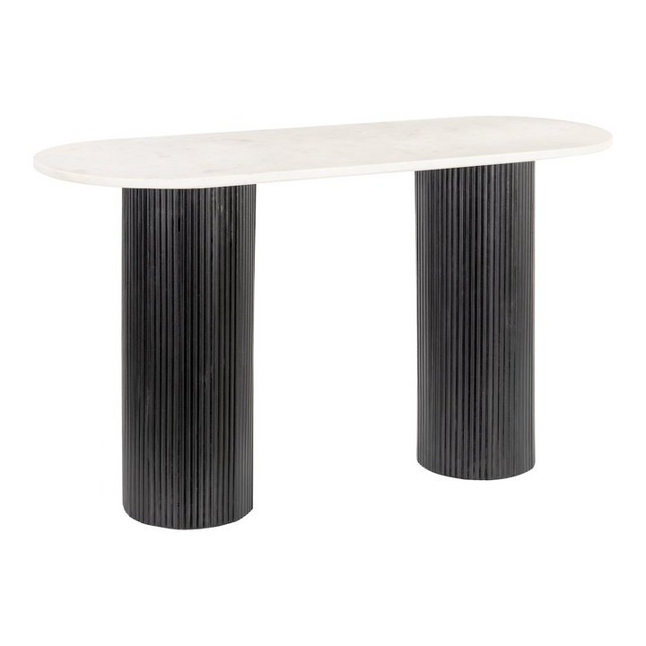 Buy farmhouse furniture Izola Foyer Farmhouse Console Table White &amp; Black - Modern Cottage Farmhouse Furniture