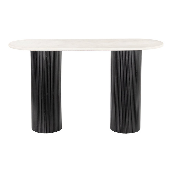 Buy farmhouse furniture Izola Foyer Farmhouse Console Table White &amp; Black - Modern Cottage Farmhouse Furniture