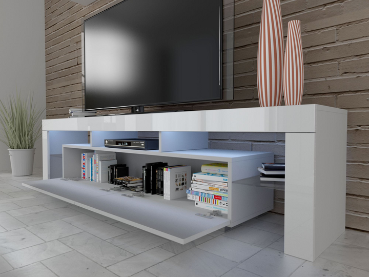 Buy farmhouse furniture Panama White gloss Luxury Modern Poland TV Stand - Modern Cottage Farmhouse Furniture