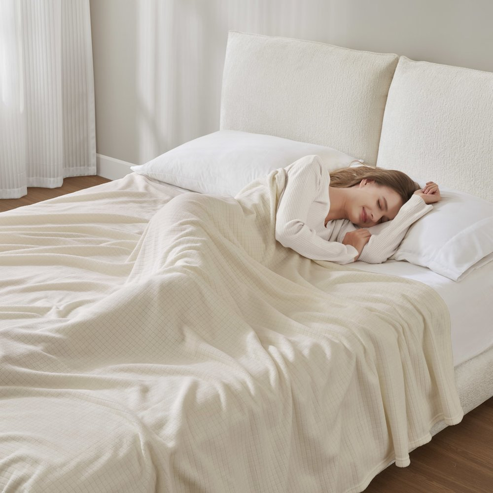 Buy farmhouse furniture Microfleece Blanket in Taupe Color - Modern Cottage Farmhouse Furniture