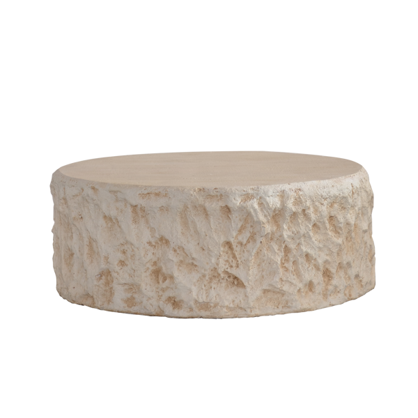 Buy farmhouse furniture Helios | Circular Italian Mediterranean Limestone Artificial Coffee Table - Modern Cottage Farmhouse Furniture