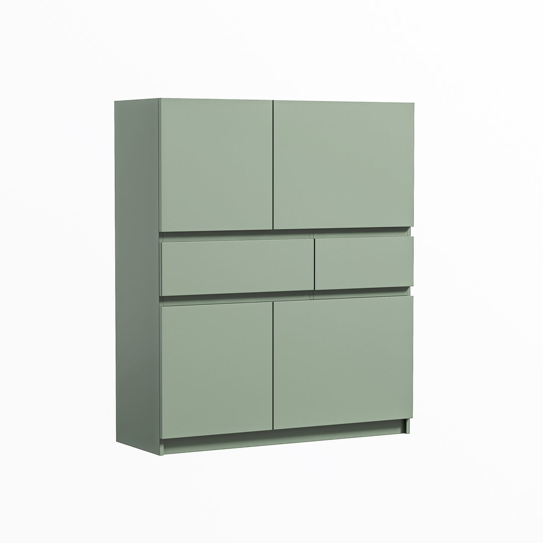 Buy farmhouse furniture Sage Green Farmhouse Wooden Storage Cabinet With 4 Doors And 2 Drawers - Modern Cottage Farmhouse Furniture