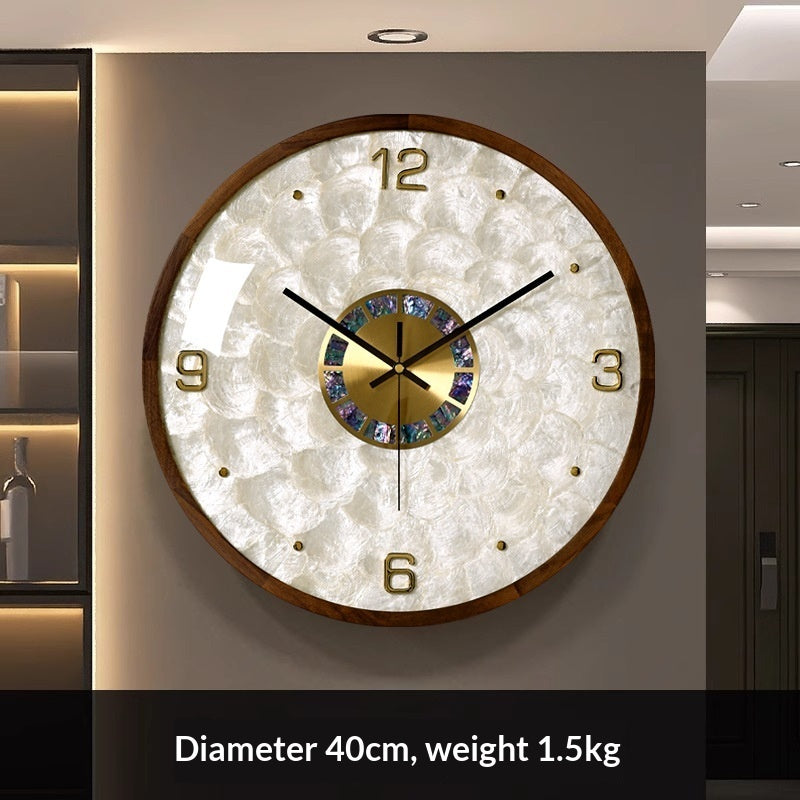 Buy farmhouse furniture Azure Mediterranean Contemporary Pearl Gold White Elegant Wall Clock - Modern Cottage Farmhouse Furniture