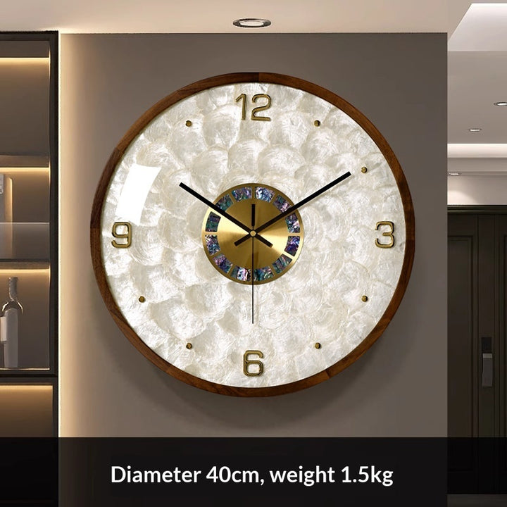 Buy farmhouse furniture Azure Mediterranean Contemporary Pearl Gold White Elegant Wall Clock - Modern Cottage Farmhouse Furniture