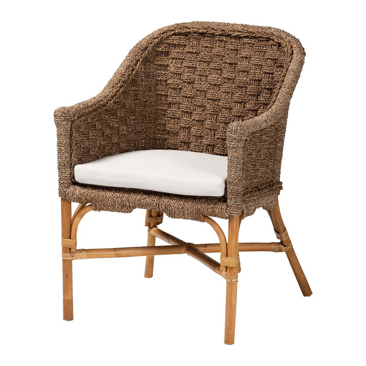 Buy farmhouse furniture Luis Bohemian Natural Seagrass and Rattan Arm Chair - Modern Cottage Farmhouse Furniture