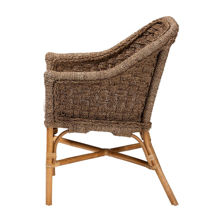 Buy farmhouse furniture Luis Bohemian Natural Seagrass and Rattan Arm Chair - Modern Cottage Farmhouse Furniture