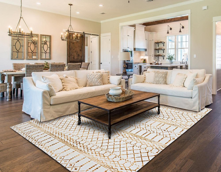Buy farmhouse furniture Casbah Gold | Moroccan Mediterranean Luxury Faux Rabbit Fur Area Rug - Modern Cottage Farmhouse Furniture
