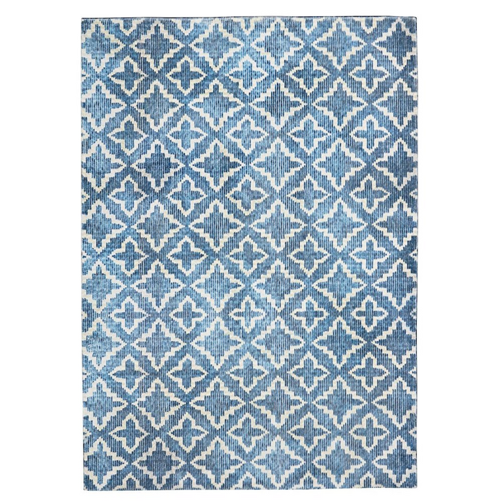Buy farmhouse furniture Azurea Greece Santorini Rabbit Linear Blue White 8x10 Rug - Modern Cottage Farmhouse Furniture