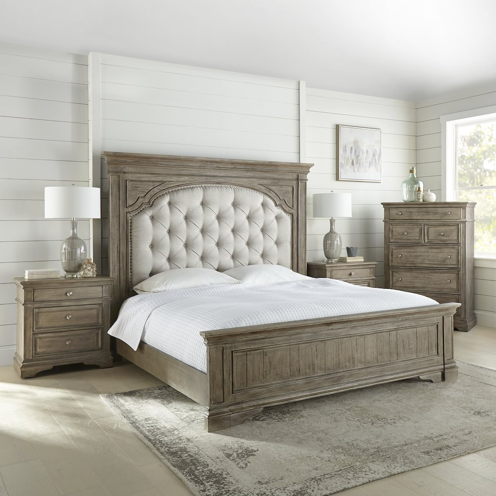Buy farmhouse furniture Highland Park Mediterranean Farmhouse Queen Bed - Driftwood - Modern Cottage Farmhouse Furniture