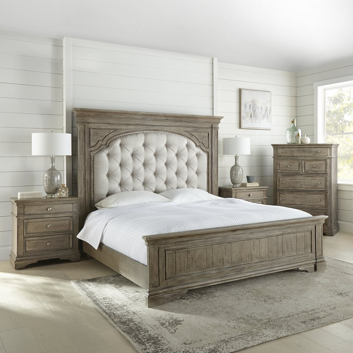 Buy farmhouse furniture Highland Park Mediterranean Farmhouse Queen Bed - Driftwood - Modern Cottage Farmhouse Furniture