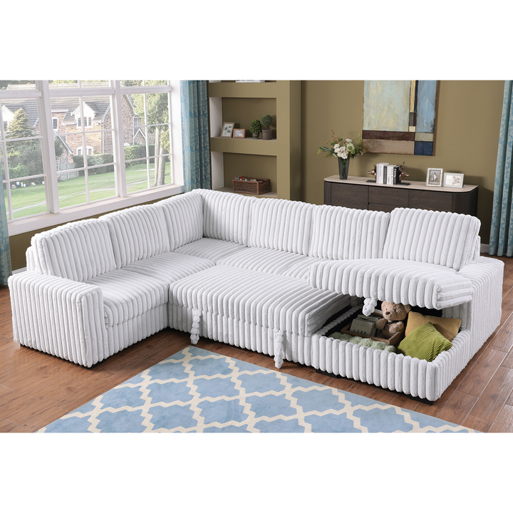 Buy farmhouse furniture Valentina | Upholstered Oversized White U Shape Mediterranean Sofa Sectional - Modern Cottage Farmhouse Furniture