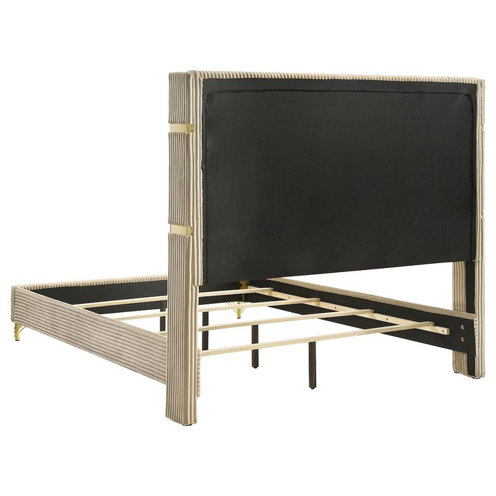 Buy farmhouse furniture Lucia 61-inch Upholstered Eastern King Wingback Bed Beige - Modern Cottage Farmhouse Furniture