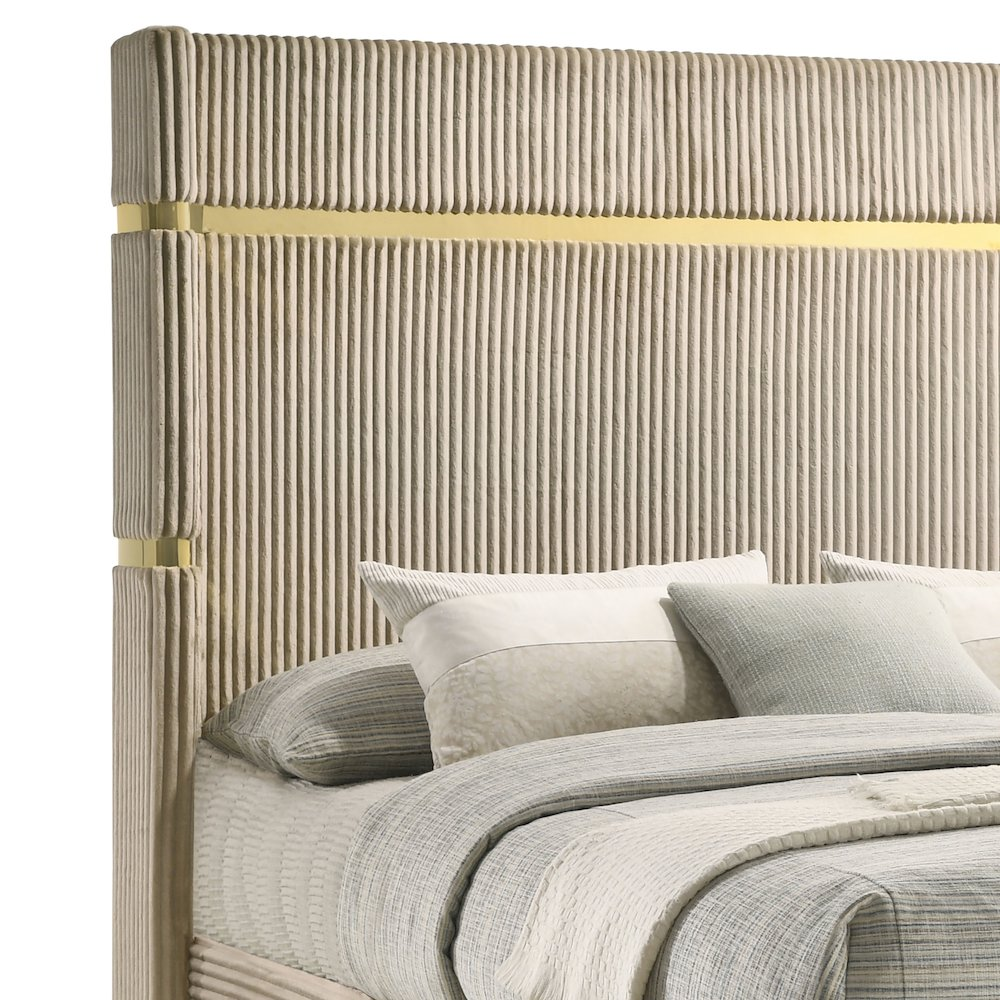 Buy farmhouse furniture Lucia 61-inch Upholstered Eastern King Wingback Bed Beige - Modern Cottage Farmhouse Furniture
