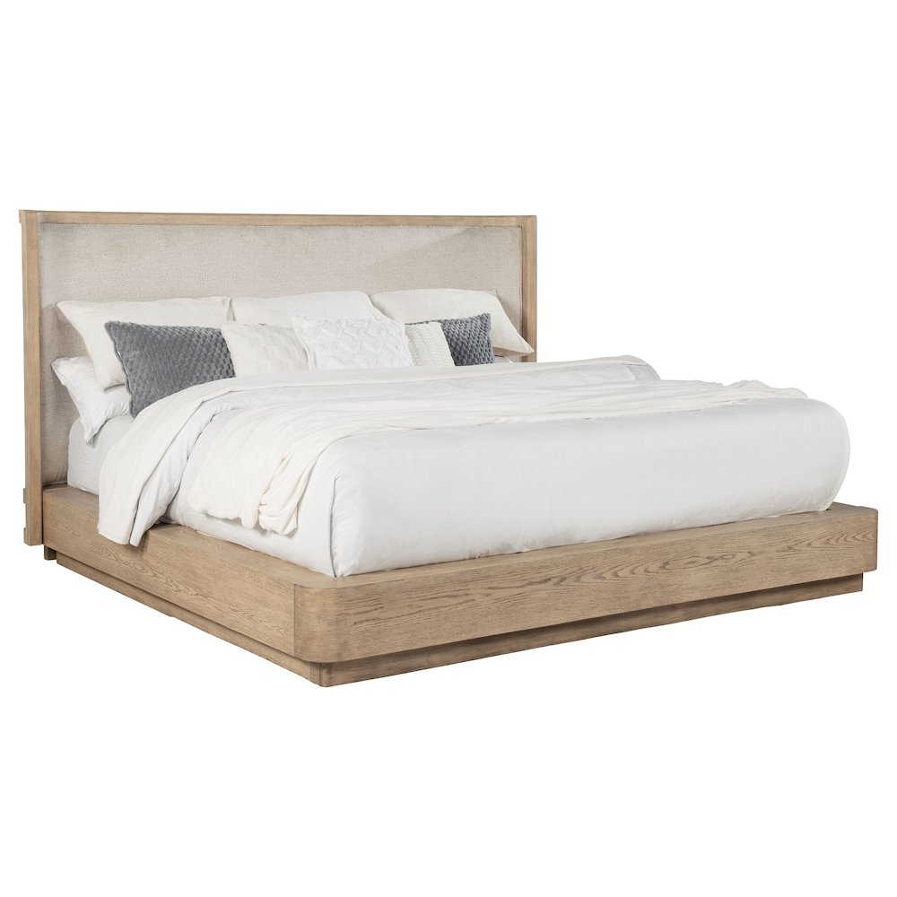 Buy farmhouse furniture Kailani 49-inch Beige Oak Mediterranean Farmhouse King Wingback Bed Frame - Modern Cottage Farmhouse Furniture