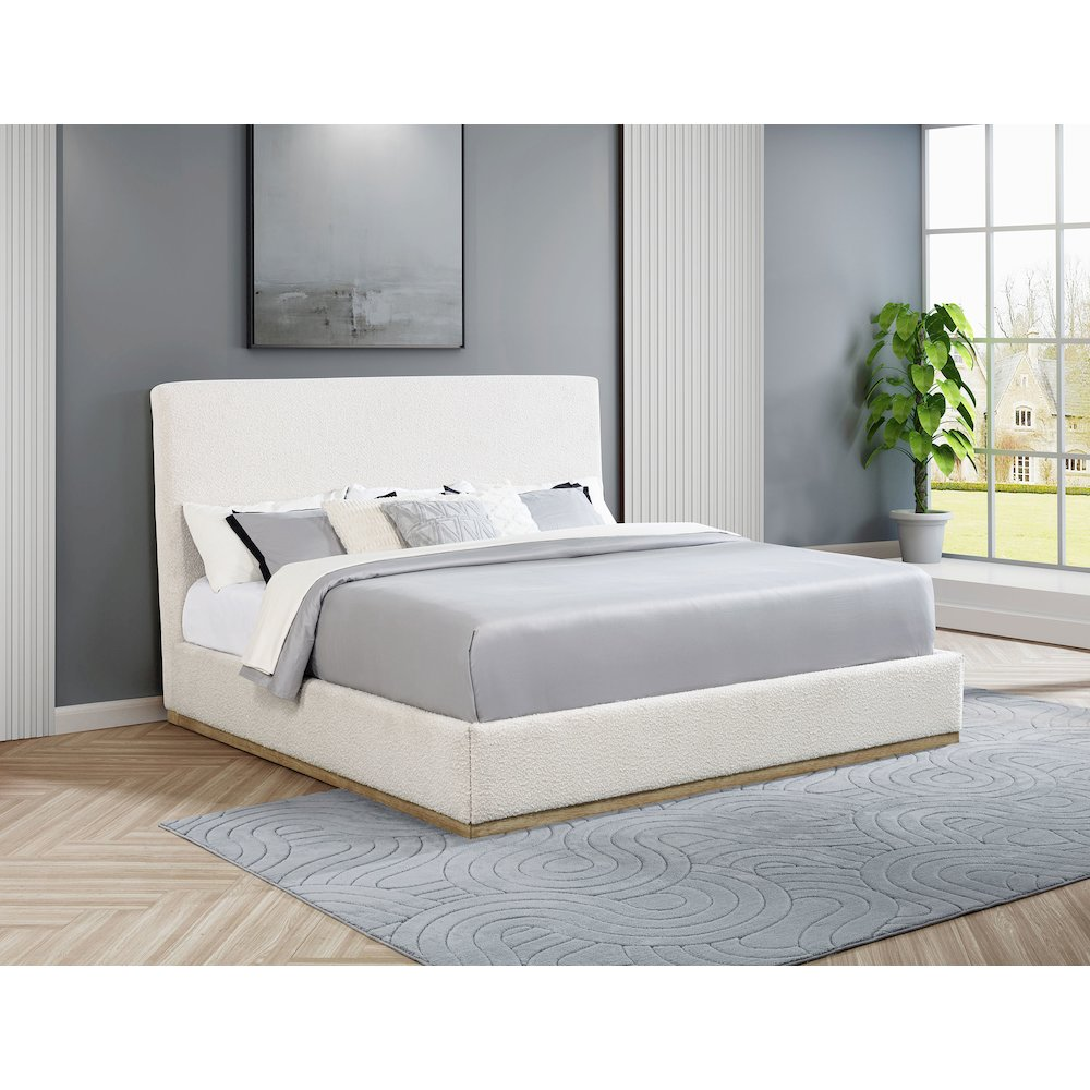 Buy farmhouse furniture Knox Upholstered EASTERN KING Panel Bed Cream - Modern Cottage Farmhouse Furniture