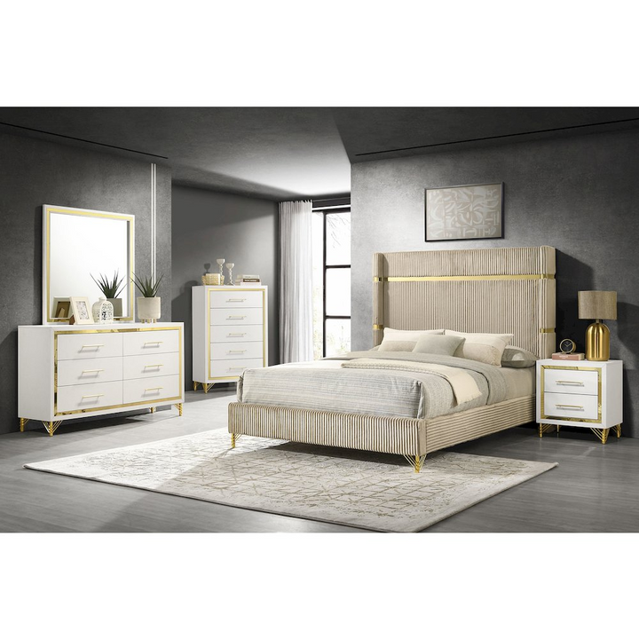 Buy farmhouse furniture Lucia 61-inch Upholstered Eastern King Wingback Bed Beige - Modern Cottage Farmhouse Furniture