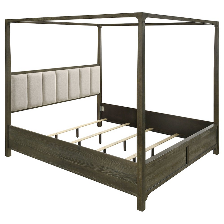 Buy farmhouse furniture Aupa Dark Brown Queen Canopy Mediterranean Farmhouse Bed - Modern Cottage Farmhouse Furniture